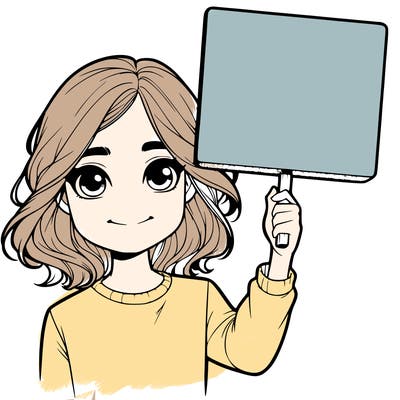 realistic girl holding up a sign