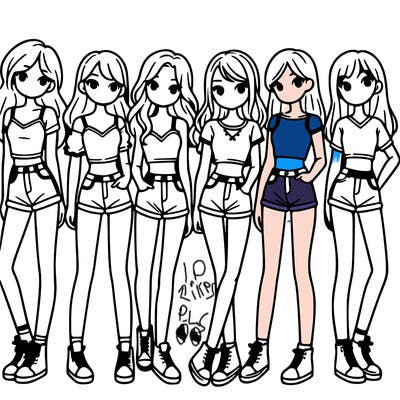 a group of girls wearing crop tops and shorts