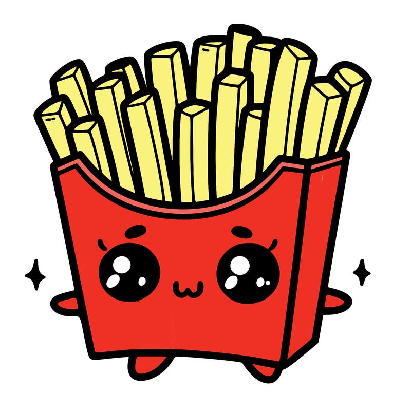 a cute. french fries