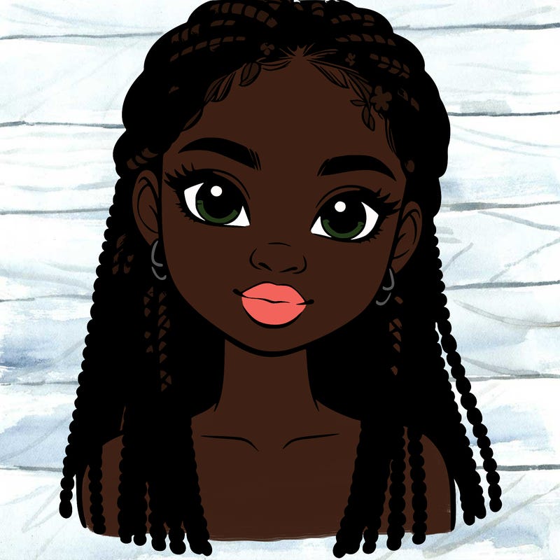a realistic black girl with braids