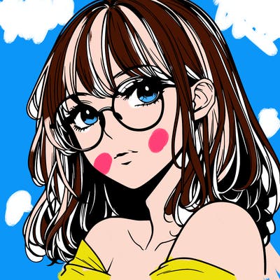manga woman character with glasses and nice lips