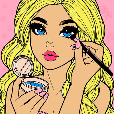realistic girl doing makeup