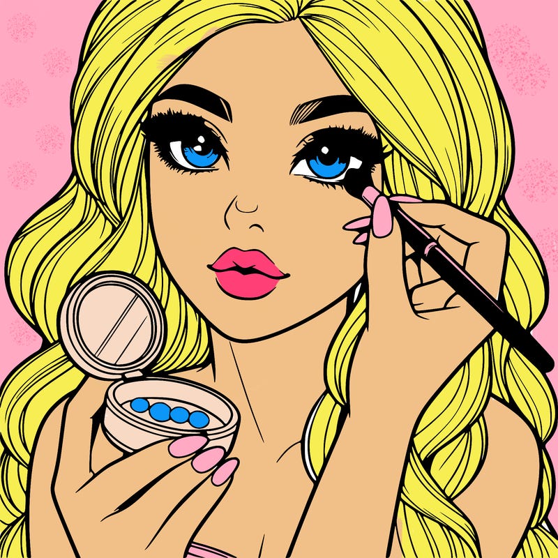 realistic girl doing makeup