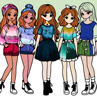 a group of five girls