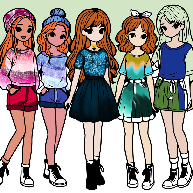 a group of five girls