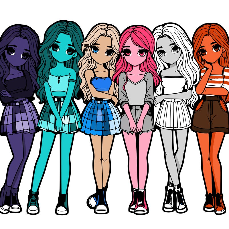 a group of girls realistic