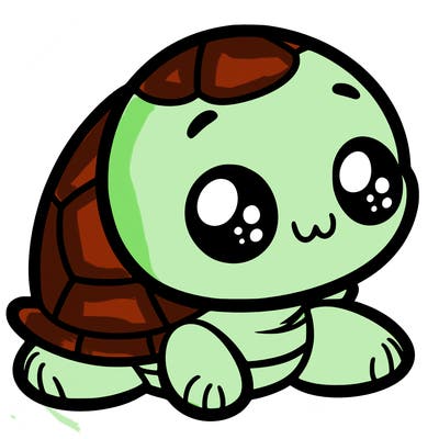 cute little animated turtle
