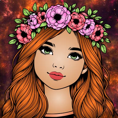 realistic girl with flower crown