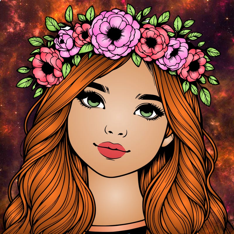 realistic girl with flower crown