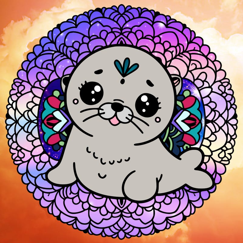 a cute baby seal mandala