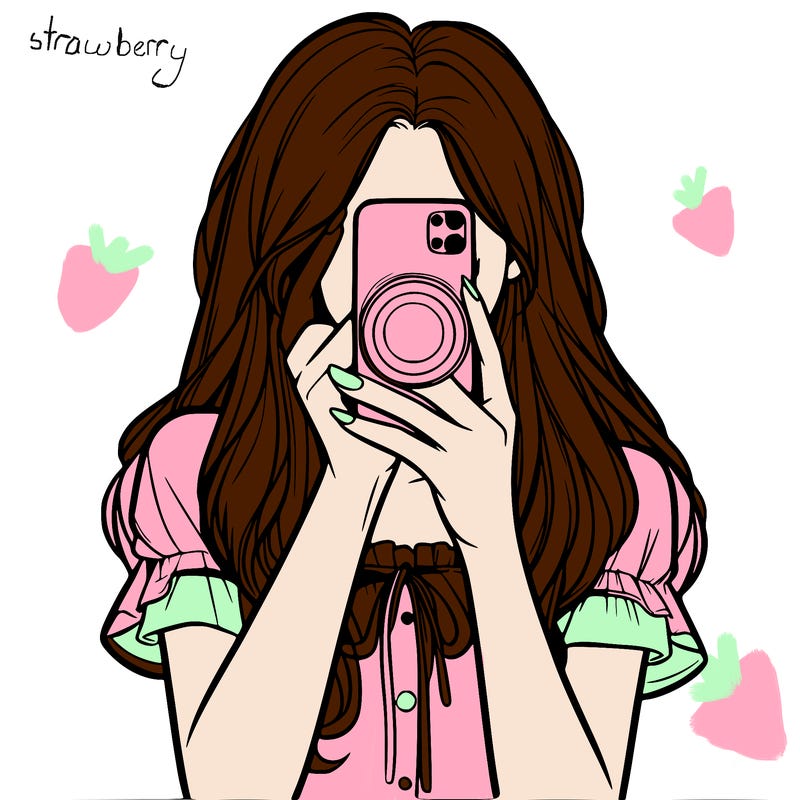 a realistic girl holding her phone taking pictures
