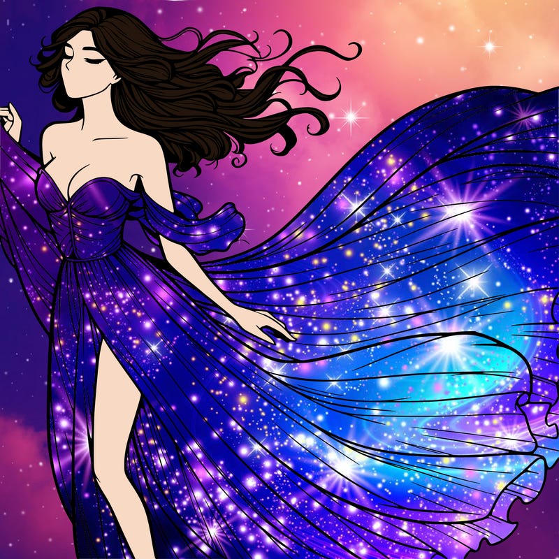 realistic woman in dress flowing the the wind