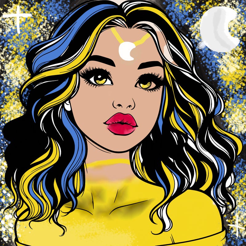 realistic girl with wavy hair and lips