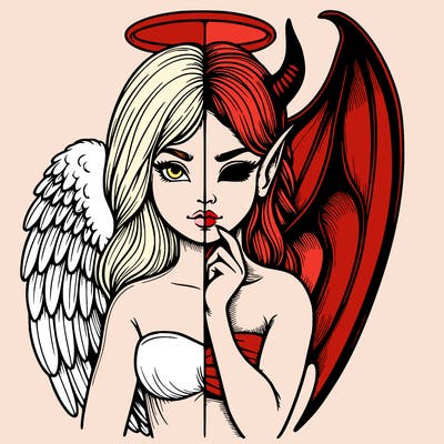 realistic angel half demon