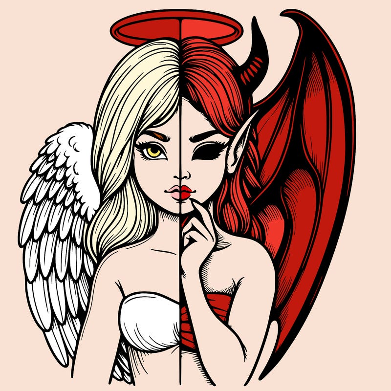 realistic angel half demon