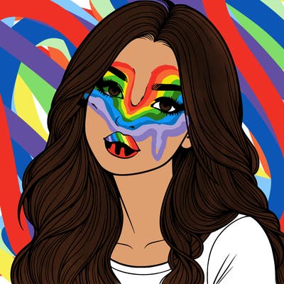 realistic girl with hair on her hair and lips