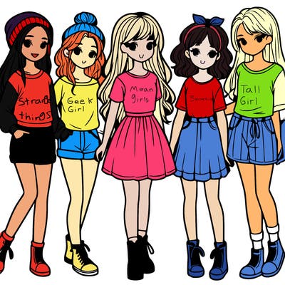 a group of five girls