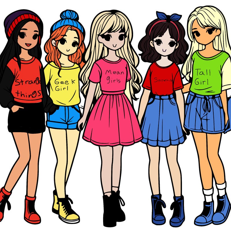 a group of five girls