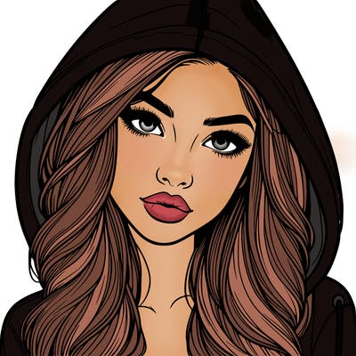 realistic beautiful girl with a hood on