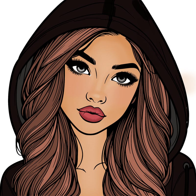 realistic beautiful girl with a hood on