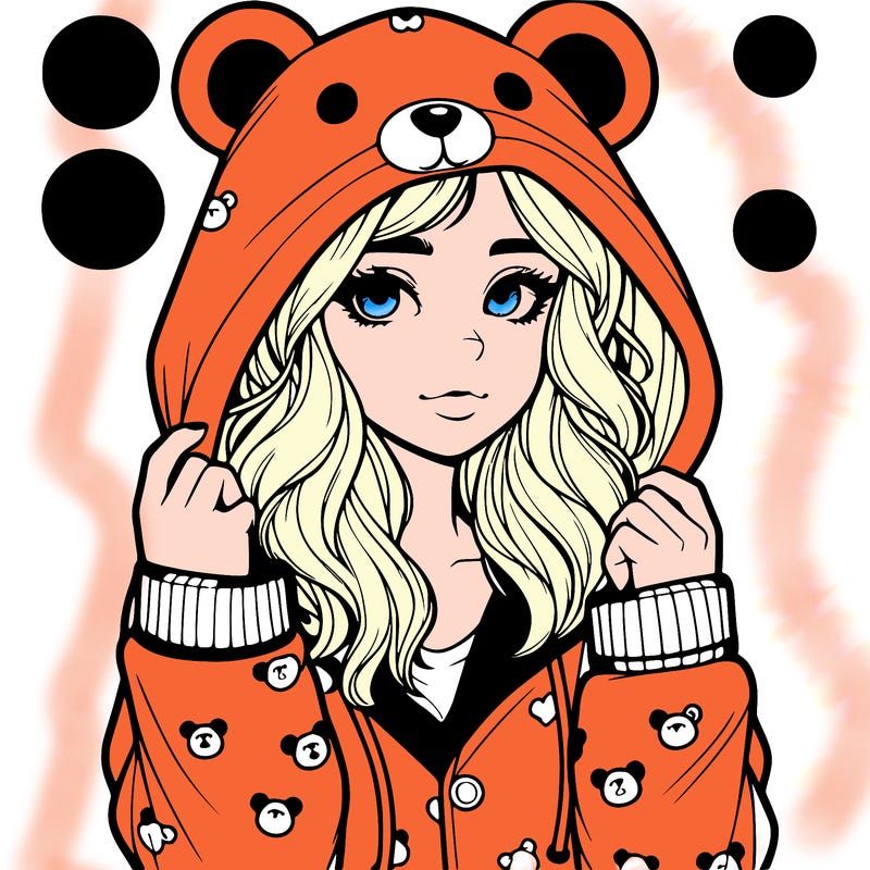 realistic girl in a animal pjs hoodie