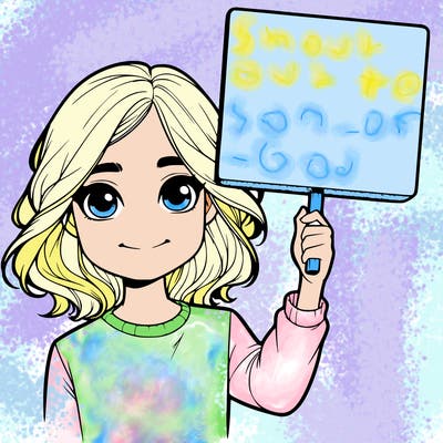 realistic girl holding up a sign