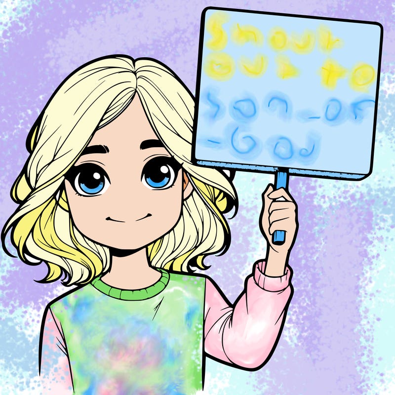 realistic girl holding up a sign