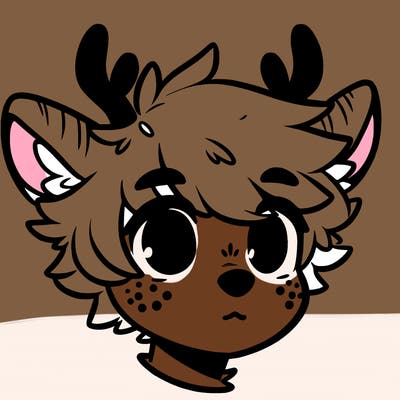 a humanoid deer with soft fluffy ears