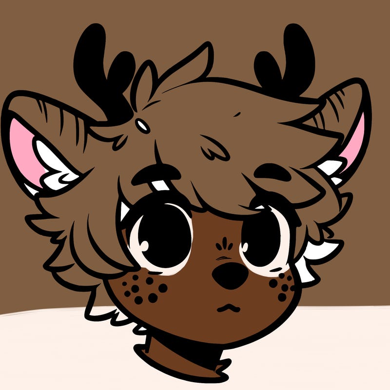 a humanoid deer with soft fluffy ears