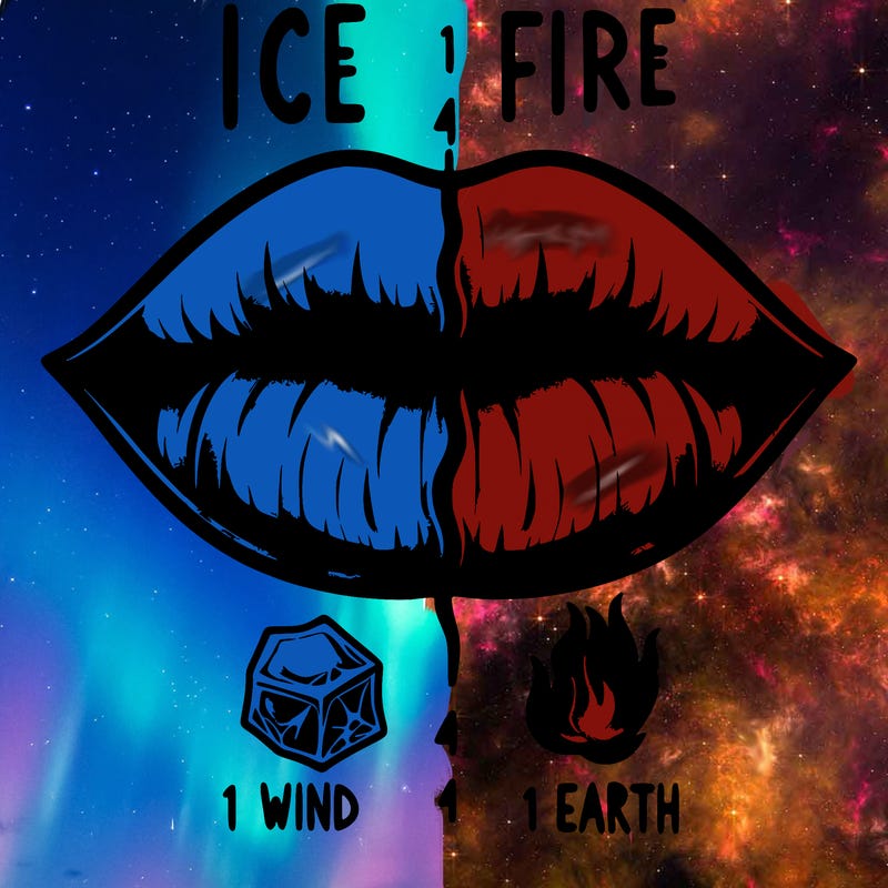 realistic lip split in fourth . 1 fourth ice 1 fire 1wind 1 earth
