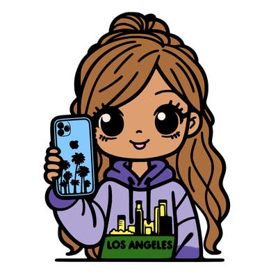 los angeles girl with a iphone