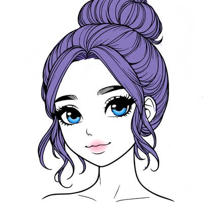 realistic pretty girl with hair in bun