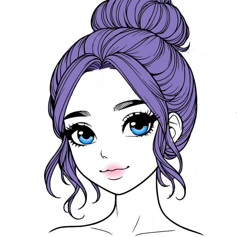 realistic pretty girl with hair in bun