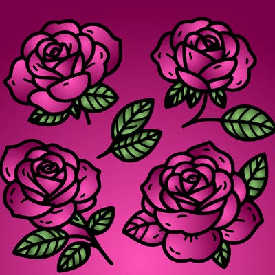 cute four pieces roses
