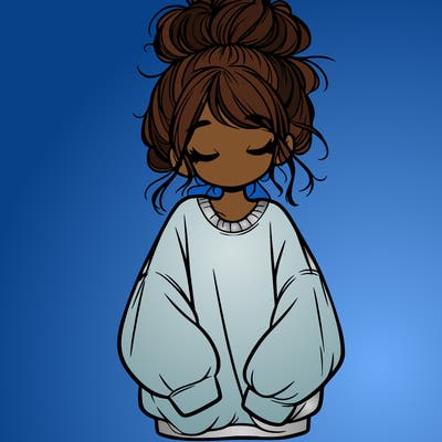 girl with baggy sweatshirt and messy bun