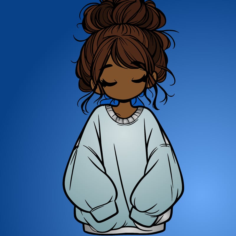 girl with baggy sweatshirt and messy bun