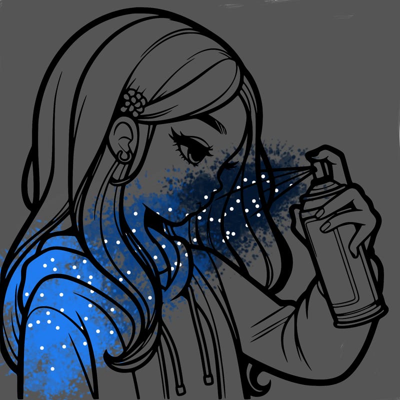 a realistic girl spray painting