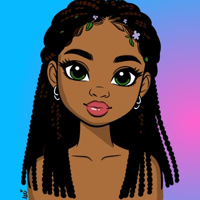 a realistic black girl with braids