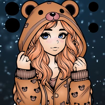 realistic girl in a animal pjs hoodie