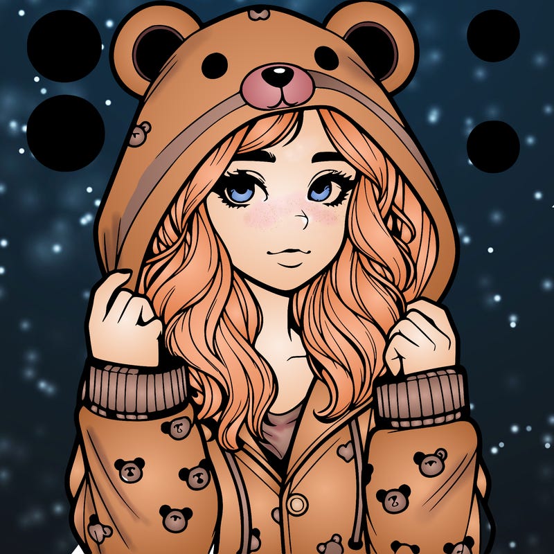 realistic girl in a animal pjs hoodie
