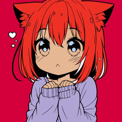 shy anime catgirl