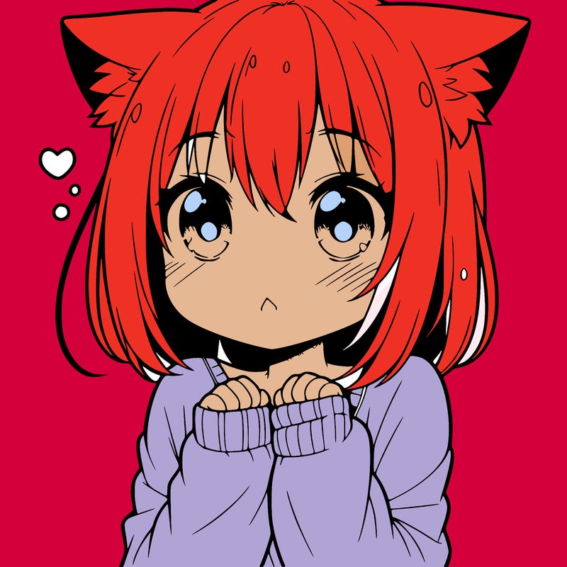 shy anime catgirl