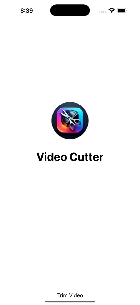 Video Cutter - VidTrim - Launch screen of the Video Cutter app showing the app logo and name