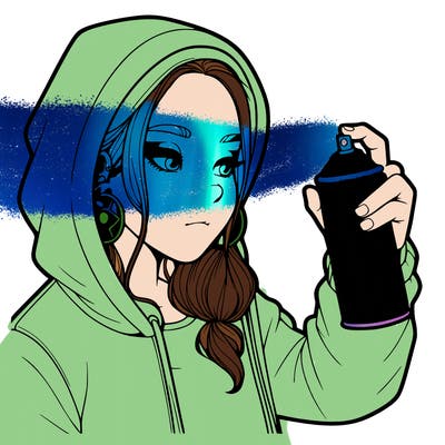 a realistic girl, spray painting