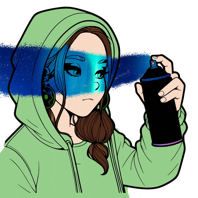 a realistic girl, spray painting