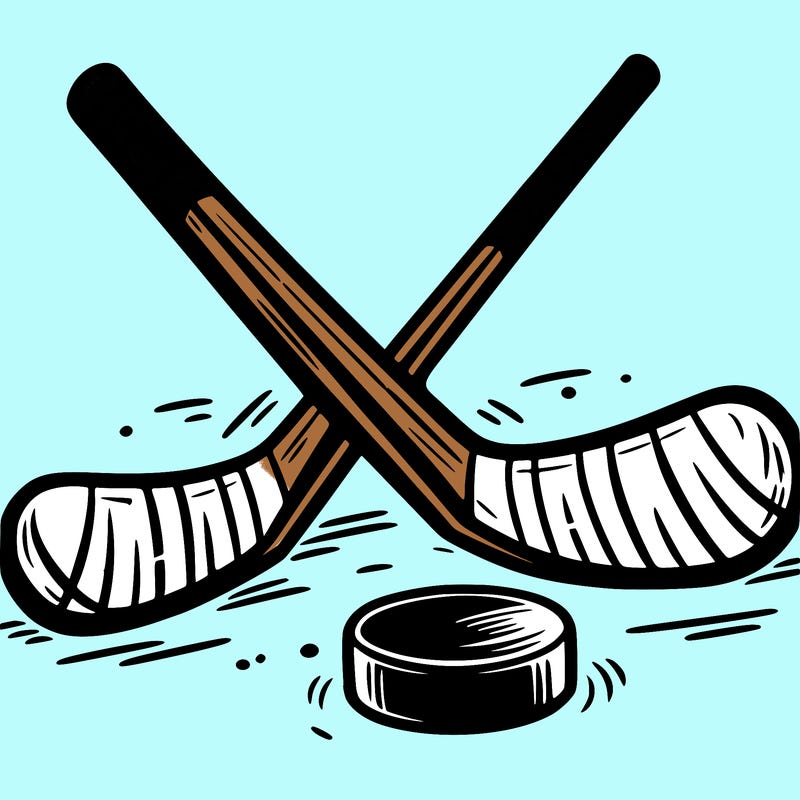 hockey sticks with an puck