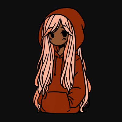 girl with long hair, wearing a hoodie