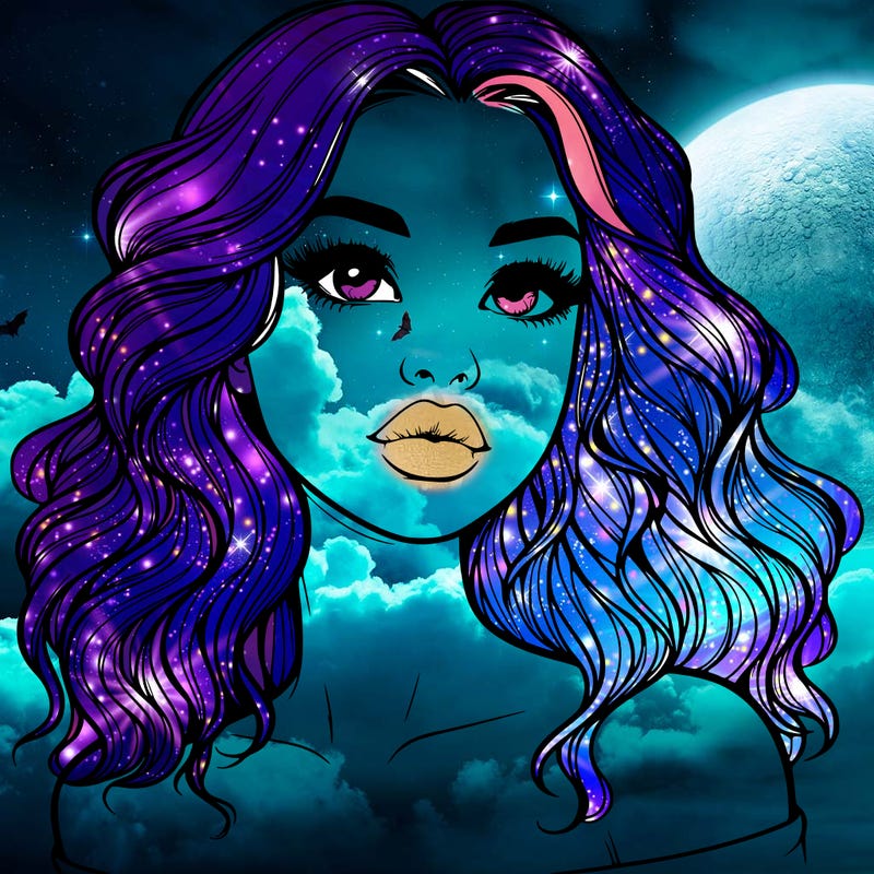 realistic girl with wavy hair and lips