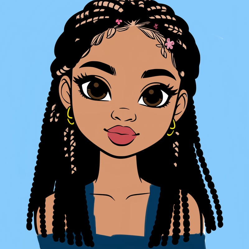 a realistic black girl with braids