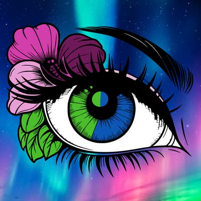 realistic eye with flower